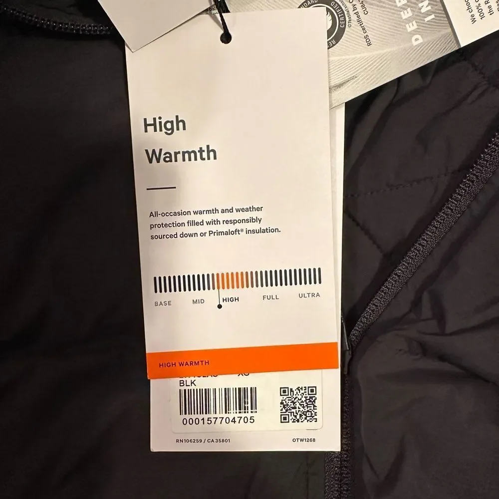 NWT XS Lululemon Cinch-Waist 600 Down Fill Puffer Relaxed Fit - Black